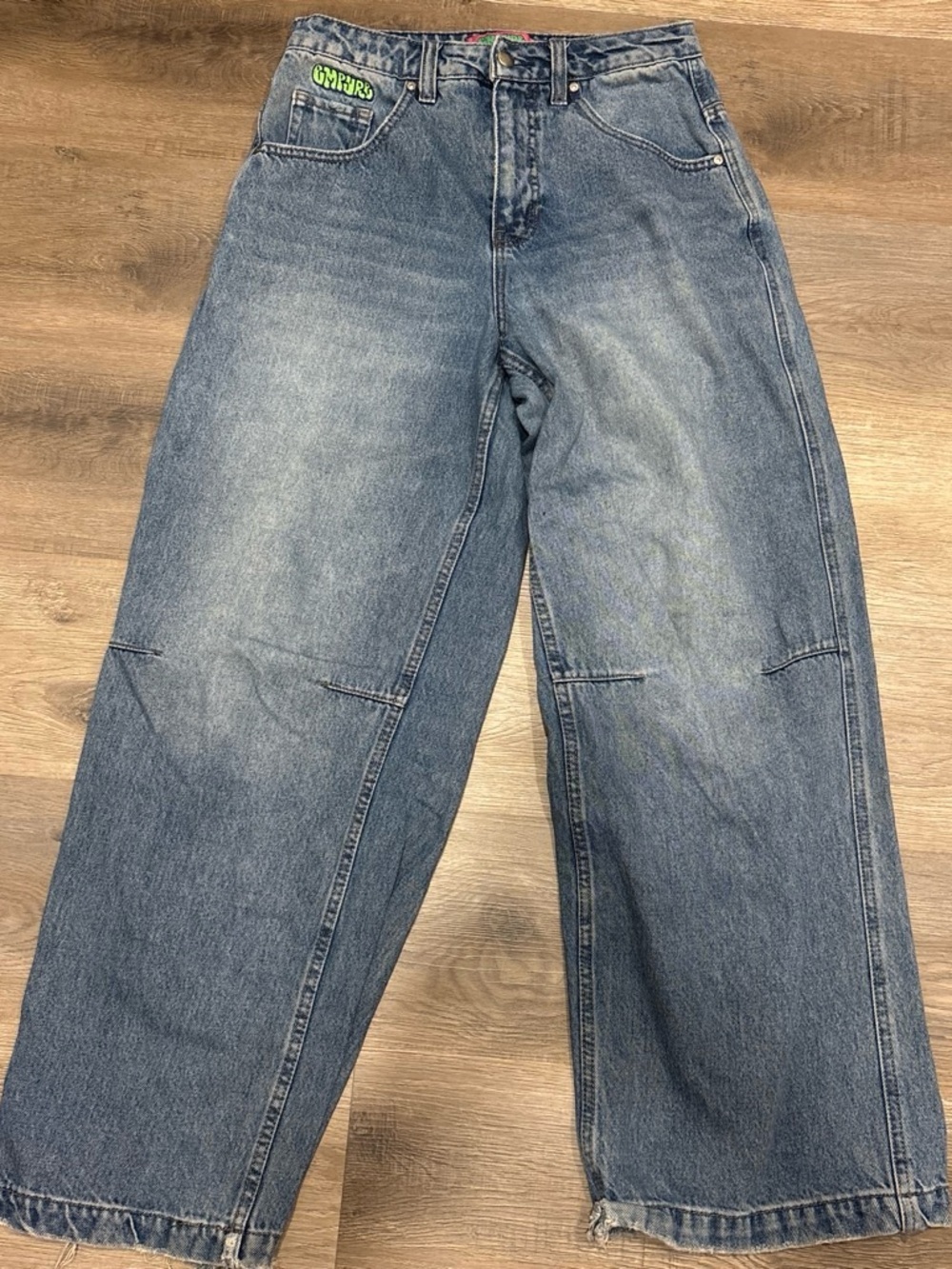 Empyre Barrel Leg Denim Jeans in Faded Blue- 0
